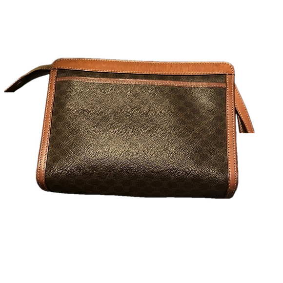 Celine Brown Clutch with Textured Fabric and Gold Zipper - Picture 9 of 9